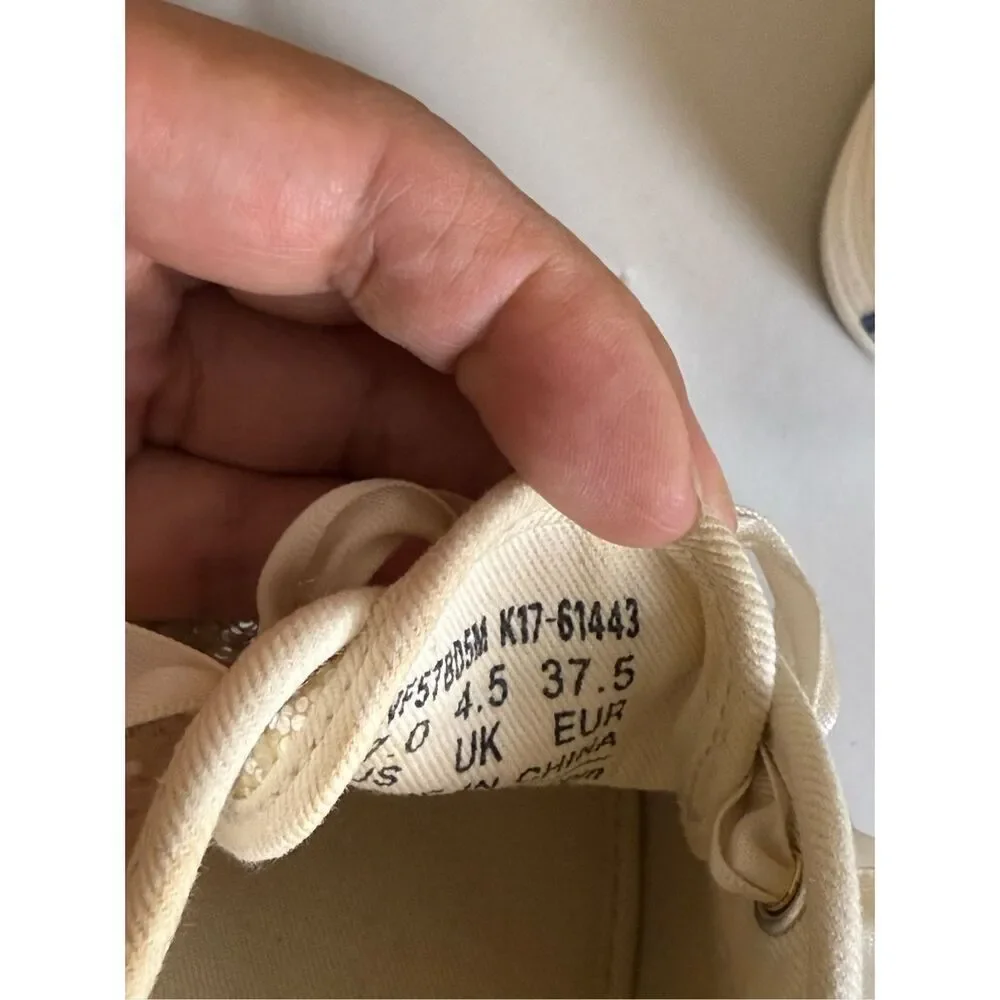 Keds x Kate Spade Glitter Sneakers Cream Ribbon Lace Womens 7